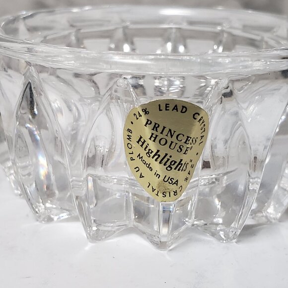 Princess House MCM Vintage Set 2 Clear Crystal Faceted Tea Light Candle Holders - Picture 5 of 10